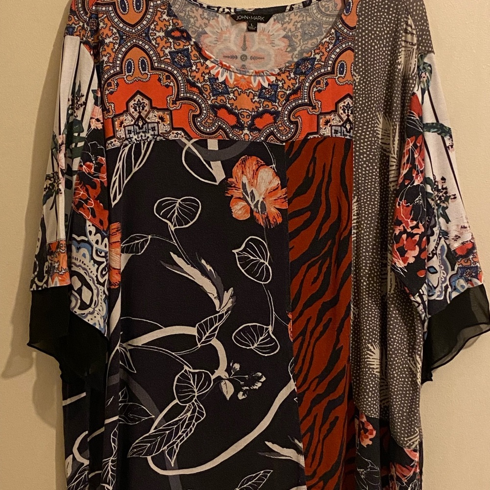 John Mark Multicolor Patchwork Blouse - image 1